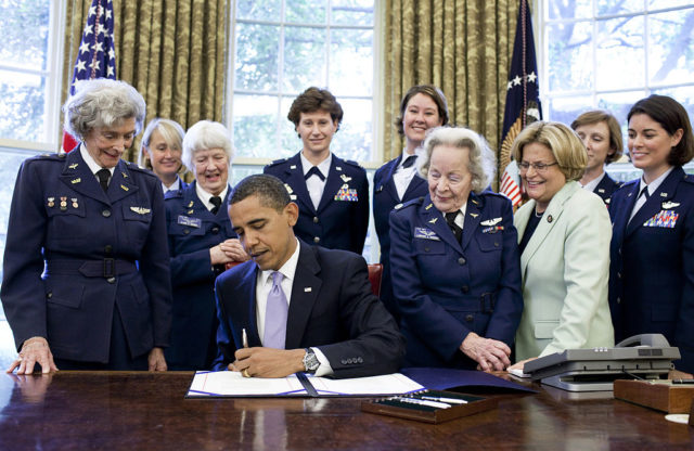 President Barack Obama signed the WASP Congressional Gold Medal into law, July 2009