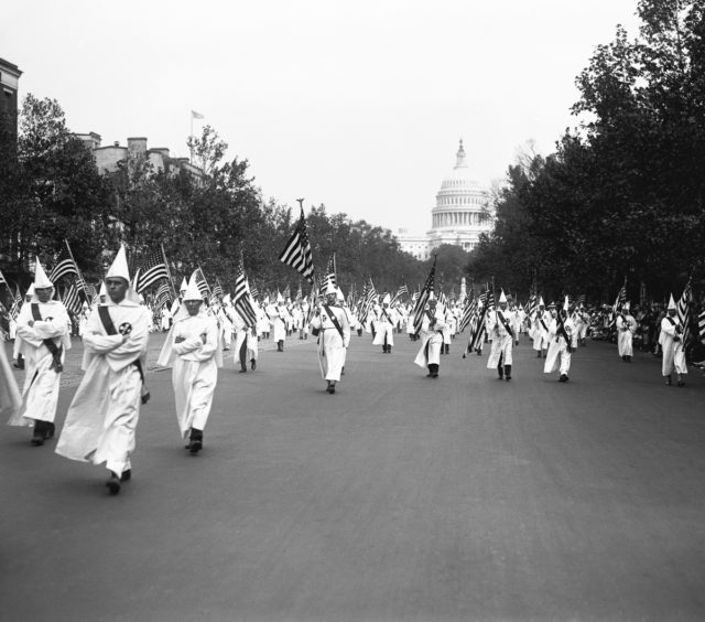 A Ku Klux Klan parade in the nation's Capitol, Washington DC, September 13, 1926. (Photo by Underwood Archives/Getty Images)