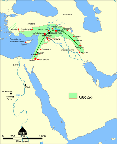 Map Fertile Crescent Asia, with major centers of cultural development known among them is Çatalhöyük