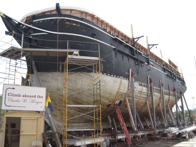 Charles W. Morgan in dry-dock undergoing restoration.