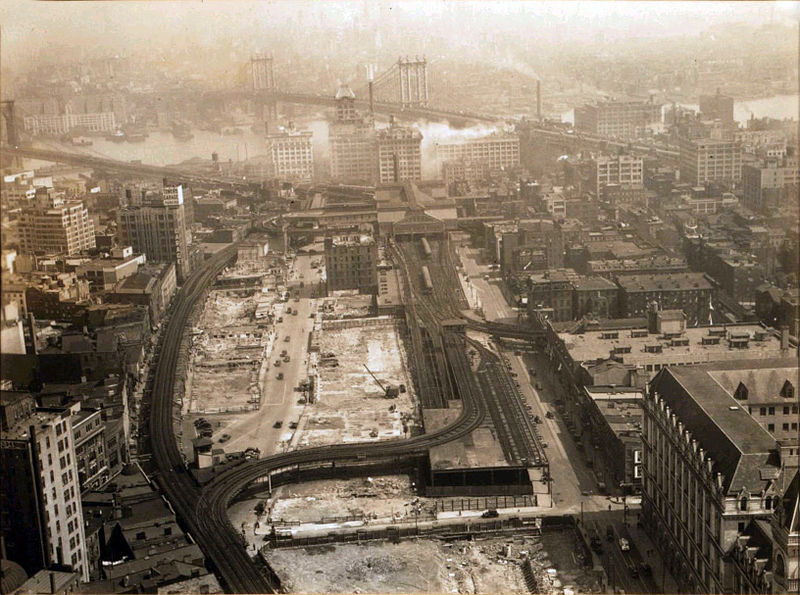 Early 20th-century elevated rail hub, Downtown Brooklyn