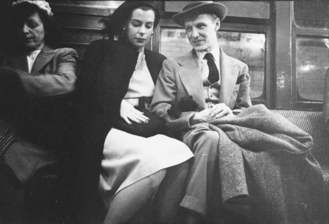 Passengers in a subway car. 1946 Photo Credit