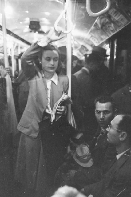 Passengers in a subway car. 1946 Photo Credit