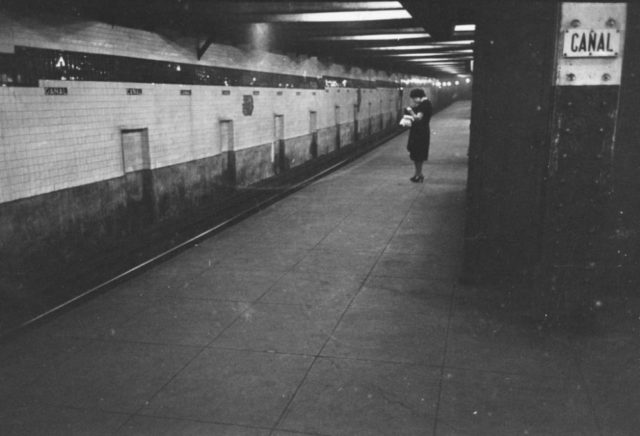  Woman waiting on a subway platform. 1946. Photo Credit