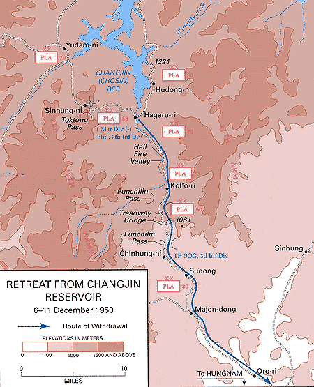 Map of the Retreat from the Changjin (Chosin) Reservoir. Photo Credit