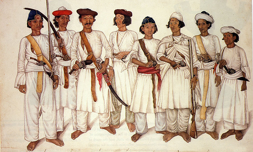 Gurkha soldiers during the Anglo-Nepalese War, 1815 AD.