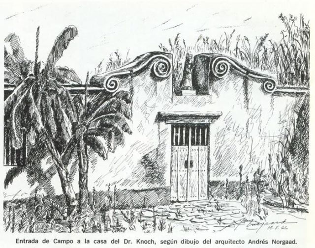 The entrance of the house of Knoche, according to drawing of the architect Andrés Nogaard. Photo credit