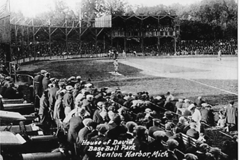 Stadium for the House of David traveling baseball team from Benton Harbor, Michigan. Photo taken in 1925. Photo Credit