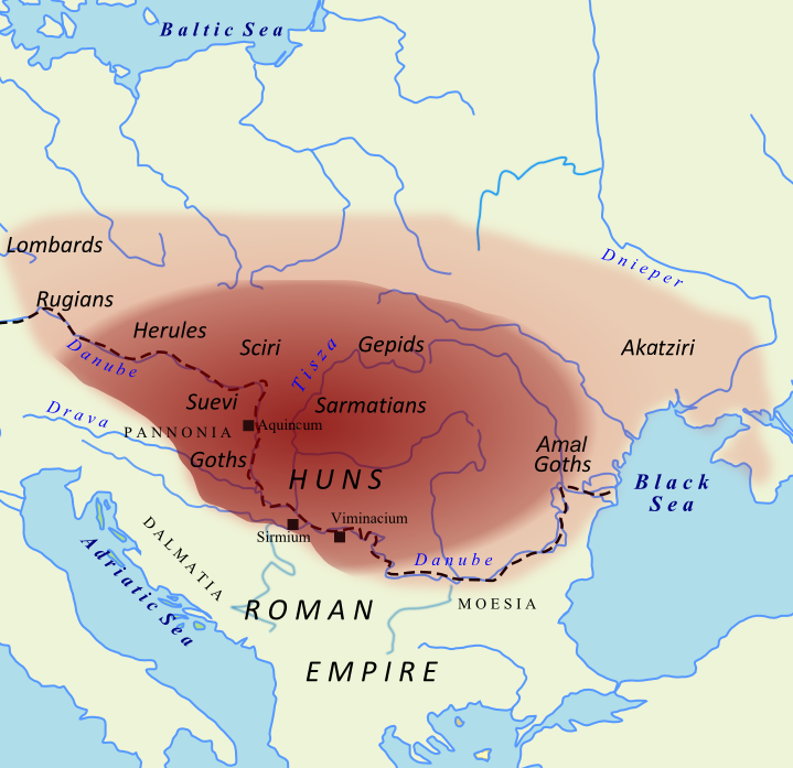 The Empire of the Huns and subject tribes at the time of Attila. Photo Credit