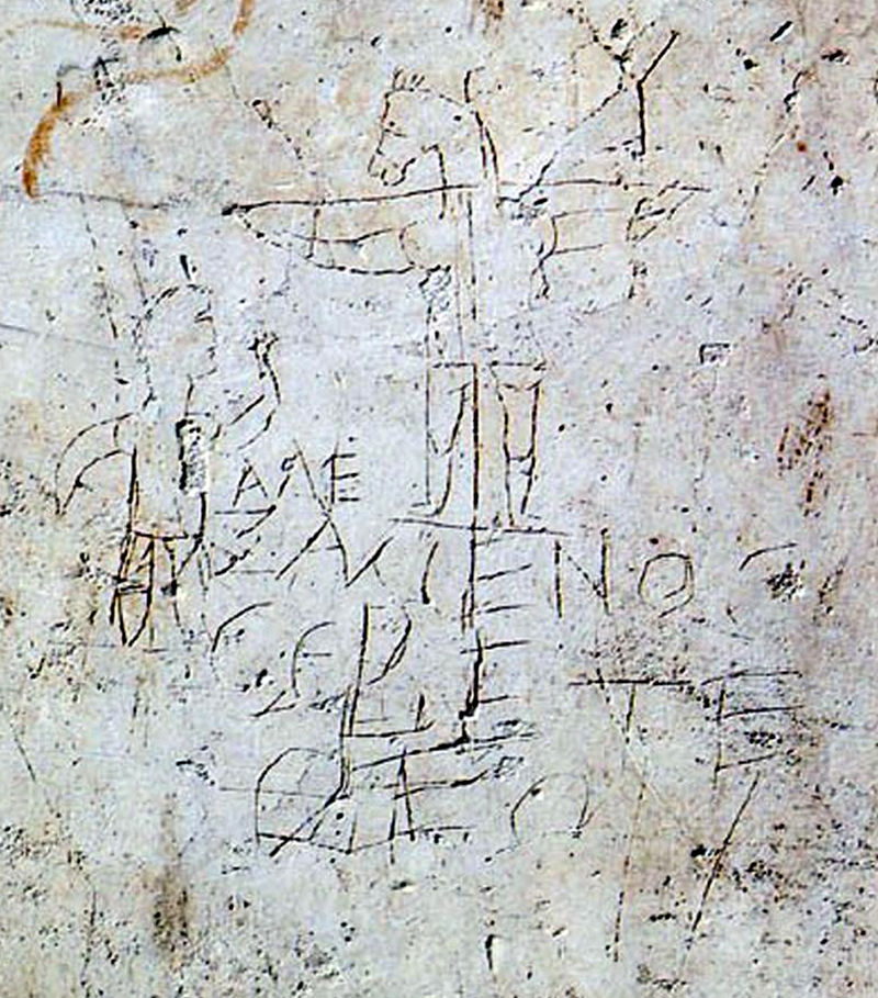 Satirical Alexamenos graffito, possibly the earliest known representation of Jesus