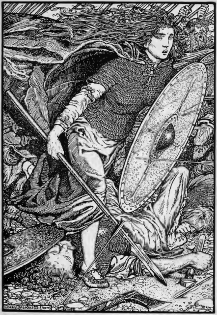 Lagertha, lithography by Morris Meredith Williams (1913).