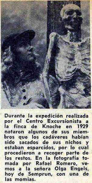 Olga Engels with a mummy found outside her grave in 1929