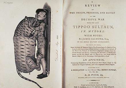 The first published illustration of Tipu's Tiger in James Salmond's book of 1800.
