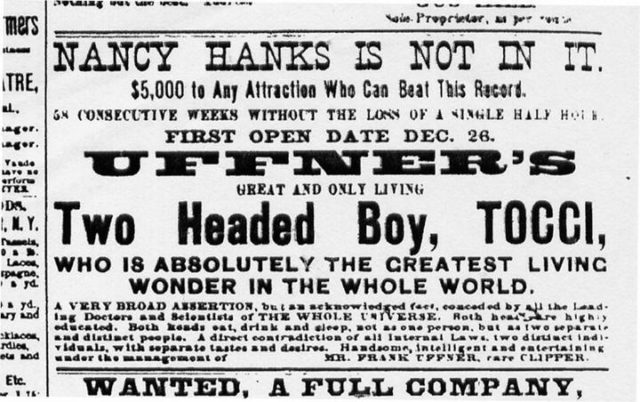 The Two Headed Boy - a poster from 1892