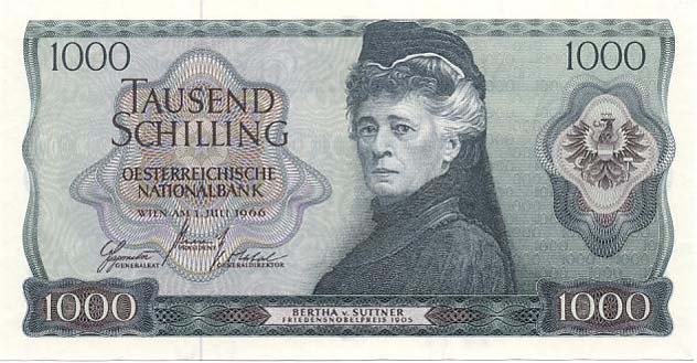 Suttner on a 1000 schilling banknote