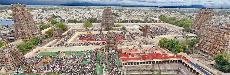 An aerial view of Madurai city from atop the Meenakshi Amman temple. Photo Credit
