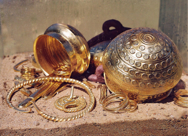 Reproduction of the treasure, exhibited at the place of discovery Photo Credit