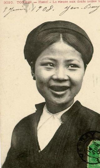 A woman from Tonkin with black-painted teeth