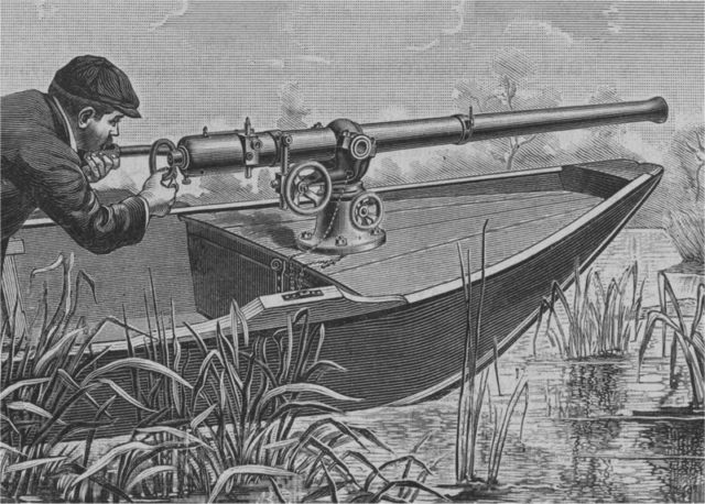 A punt gun as illustrated in Science and Mechanics magazine in October 1911 . Photo Credit 