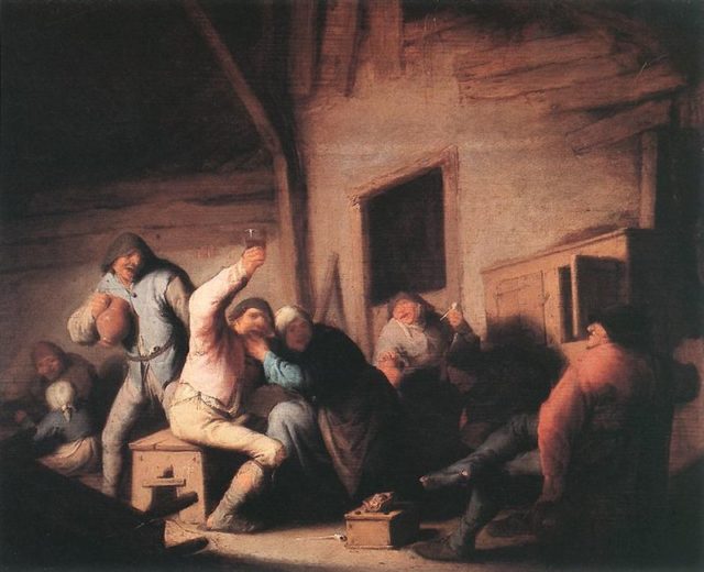 "Peasants in a Tavern" by Adriaen van Ostade (c. 1635), 