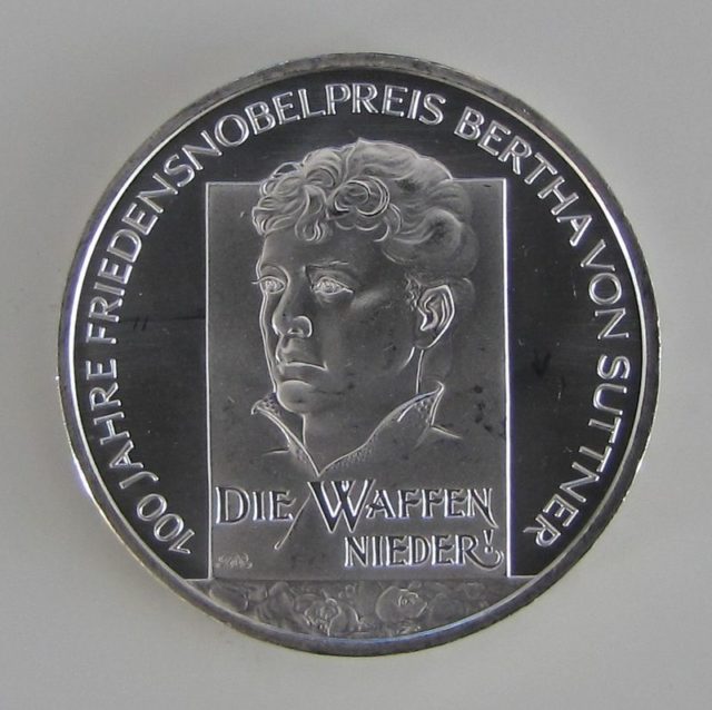 von Suttner on a German commemorative euro coin (issue took place in 2005).