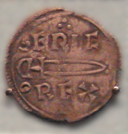 Coin of Eirik Bloodaxe. The legend reads "ERIC REX" (King Eric) (at British Museum)