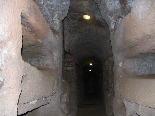 Grave niches in the Catacomb of Callixtus. Photo Credit