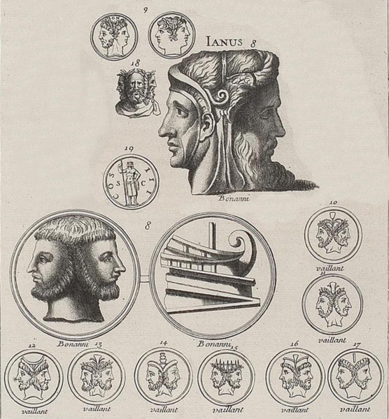 Different depictions of Janus from Bernard de Montfaucon's L'antiquité expliquée et représentée en figures