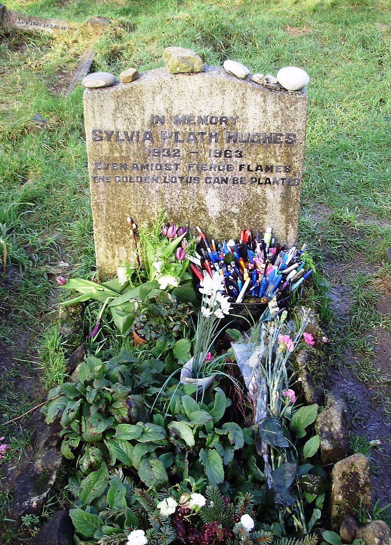 Plath's grave at Heptonstall church, West Yorkshire. Photo Credit