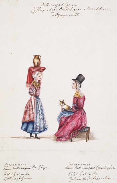 A study of the Welsh costume in parts of Gower (left) and Cardiganshire (right)