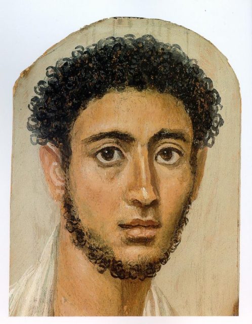 Faiyum mummy portrait of a young man.