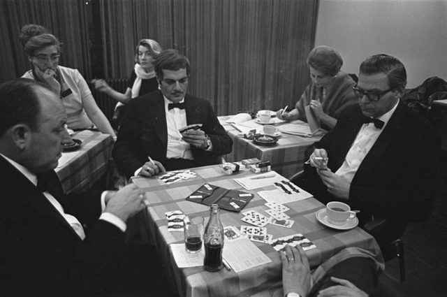 Sharif playing contract bridge Netherlands, 1967 Author: Ron Kroon CC BY-SA 3.0