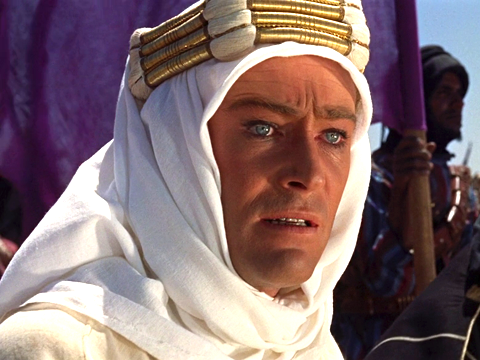 Peter O’Toole as T. E. Lawrence in Lawrence of Arabia.