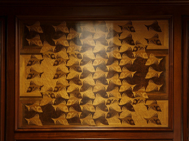 One of Escher's panels from the Leiden city hall. Photo Credit