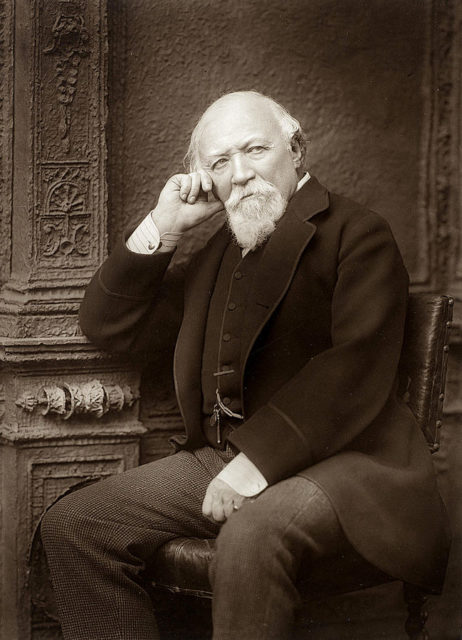 Woodburytype portrait of Robert Browning circa 1888.