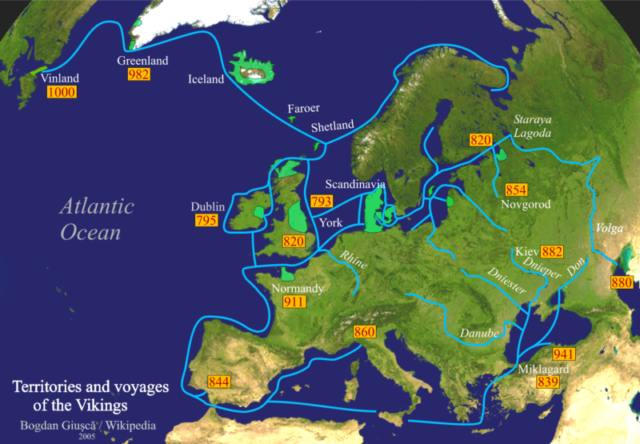 Activity area of the Vikings, Mediterranean from the Black Sea , the Caspian Sea , the United Kingdom from Iceland , the North American continent Photo Credit