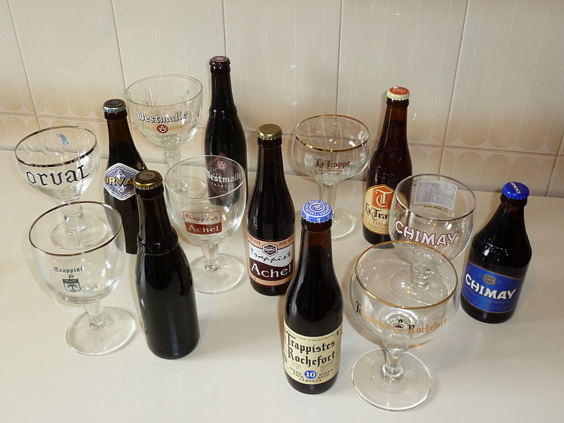 Trappist beers and glasses. Photo Credit