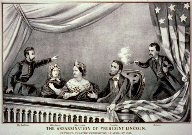 A depiction of Lincoln’s assassination with a Philadelphia Deringer.
