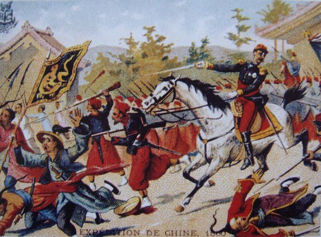 Cousin-Montauban leading French forces during the 1860 campaign.