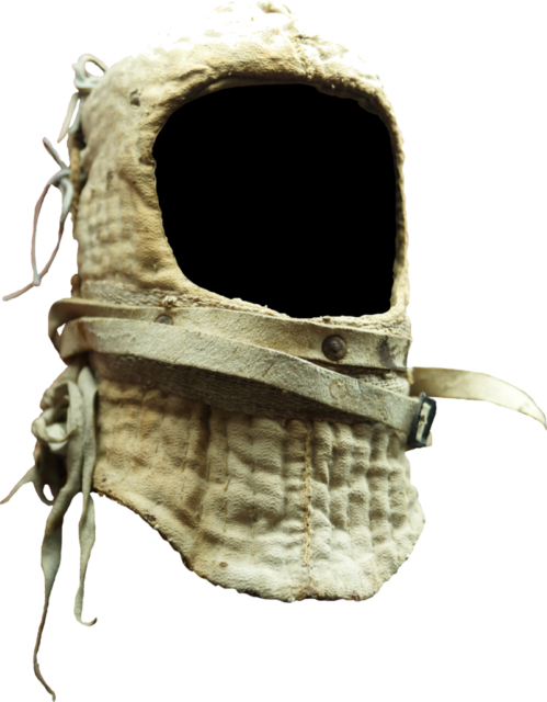 Great helms were worn with cloth and fiber padding on the inside, here shown removed from the helmet  Photo Credit