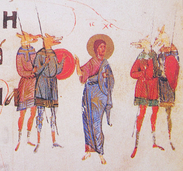 Cynocephali illustrated in the Kievan psalter, 1397