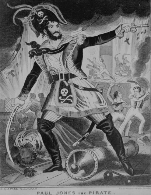 “Paul Jones the Pirate”, British caricature.