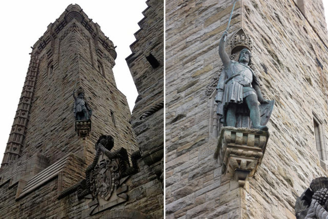 Created by the Edinburgh sculptor David Watson Stevenson, the original solid bronze Victorian statue of Wallace stands on the corner of the monument. Photo Credit1 Photo Credit2