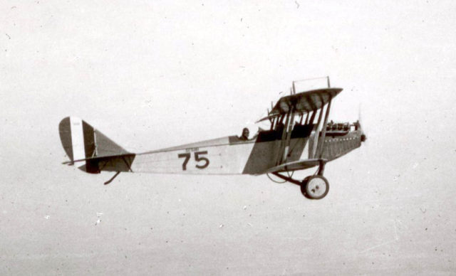 A Curtiss JN-4 (Jenny) during a WWI training flight.