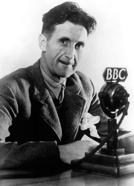 Orwell at the BBC in 1941. Despite having spoken on many broadcasts, no recordings of Orwell’s voice are known to survive.