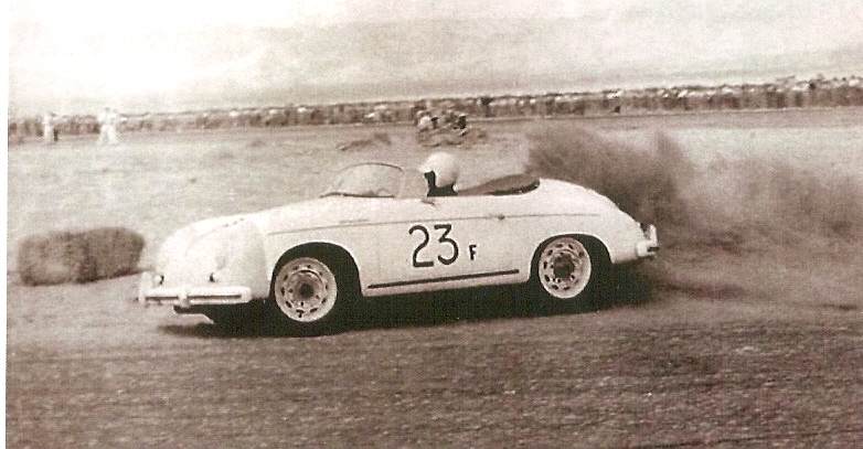 Dean and his Porsche Speedster 23F at Palm Springs Races, March 1955. Photo Credit