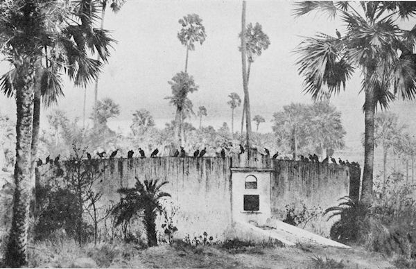 Early 20th century drawing of the Tower of Silence on Malabar Hill, Mumbai.