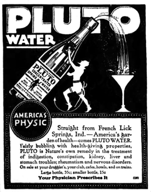 Pluto Water newspaper advertisement from 1918.