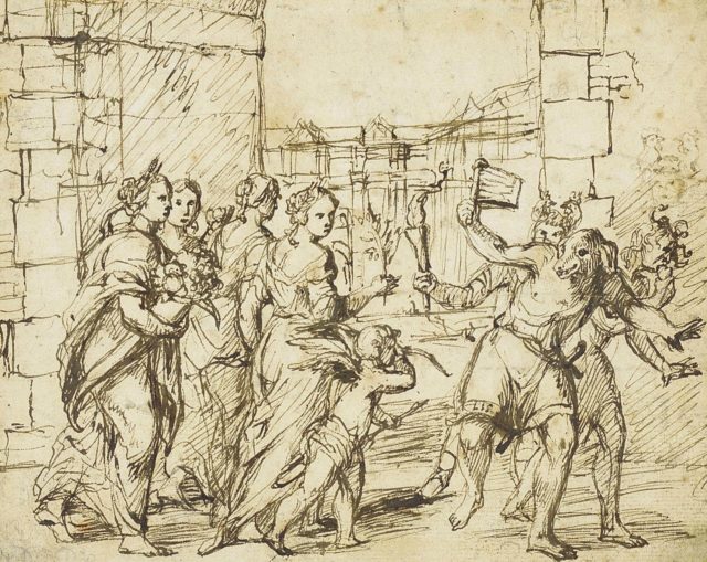 The Lupercalian Festival in Rome (ca. 1578–1610), drawing by the circle of Adam Elsheimer.