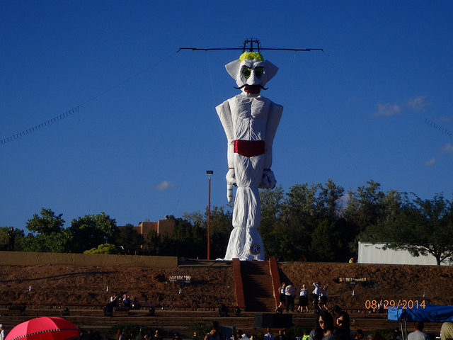 The festival is so popular that children arrive in the park in the morning to watch Zozobra’s assembly  Photo Credit